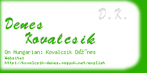 denes kovalcsik business card